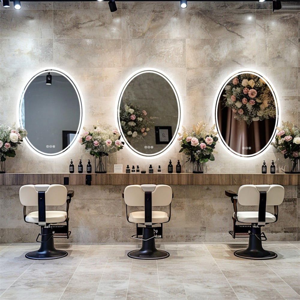 Oval LED Bathroom Mirror with Demister_3